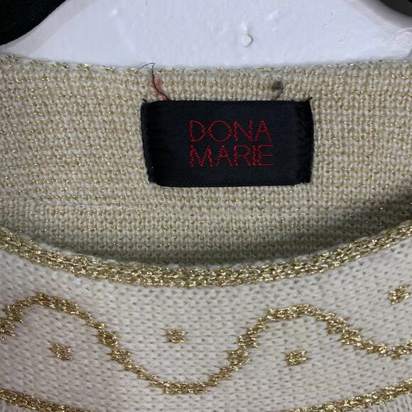 Dona Marie Vintage Cream stitch Sweater Womens small grandma victorian old money - Picture 4 of 8